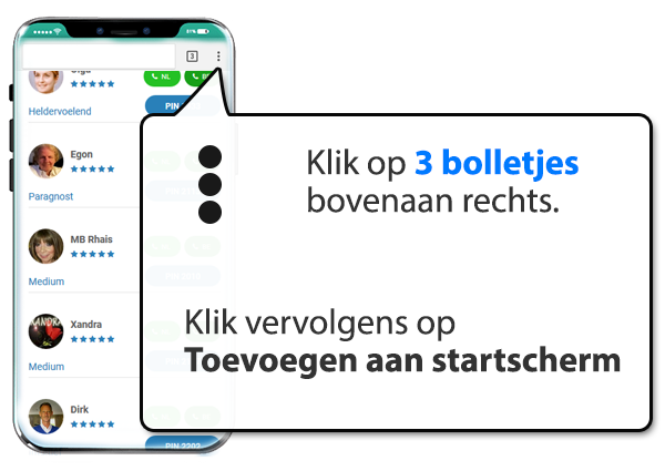 android: Liveparagnosten.net instellen als app op Mobiel